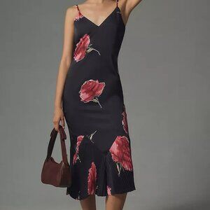 Adelyn Rae / Anthropologie Black Dress with Red Floral Design